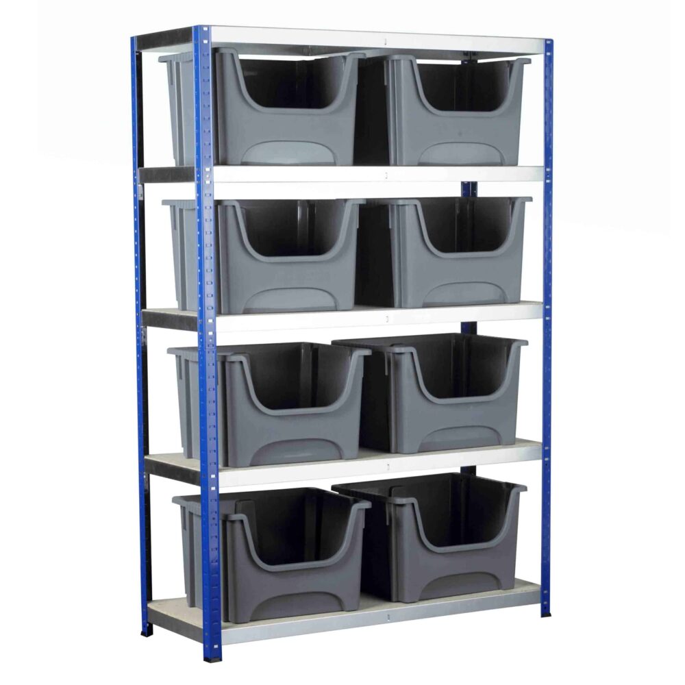 Ecorax Shelving with 8 Space Bin Containers