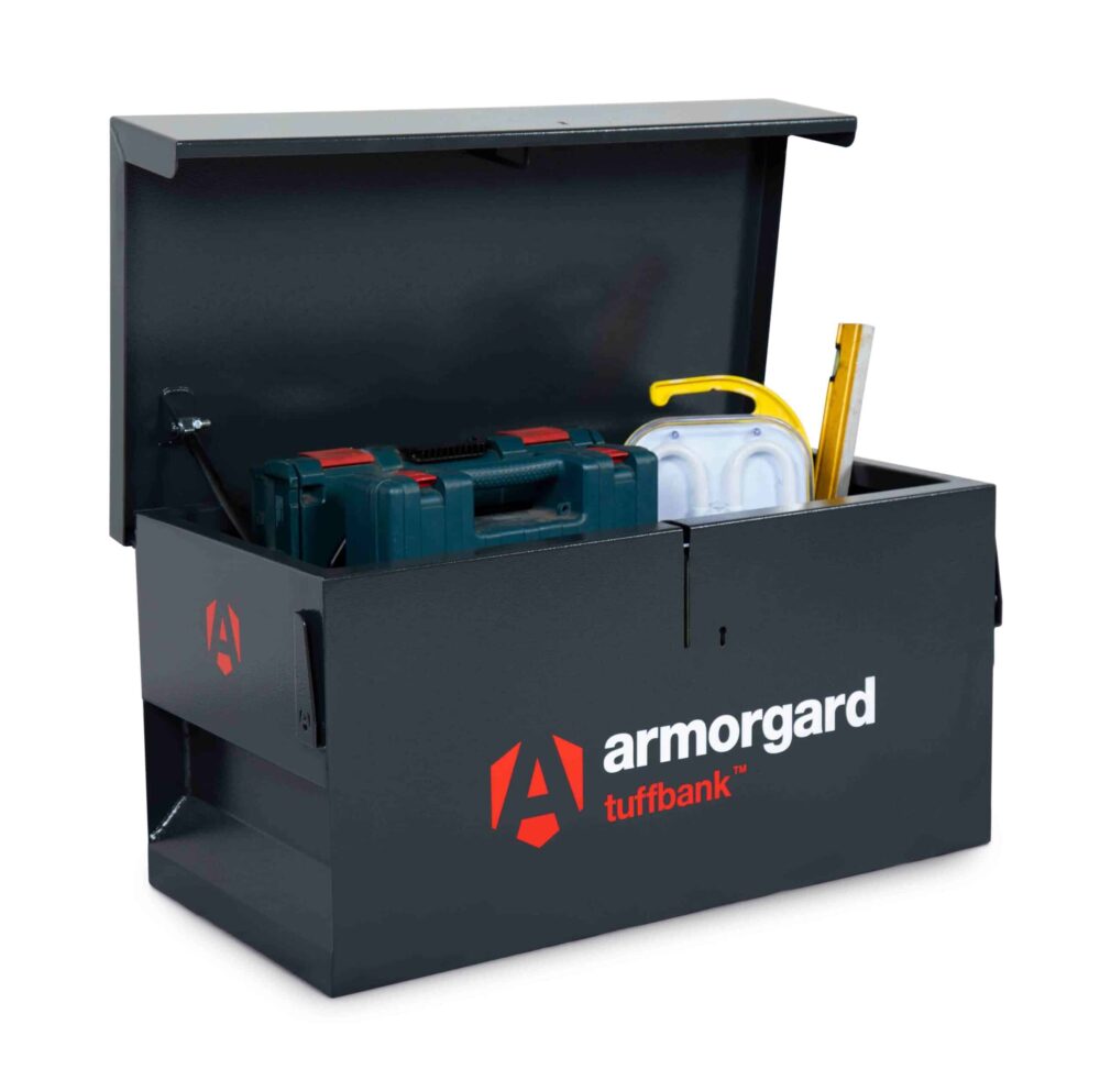 Armorgard TuffBank TB1 with Lid Open and Tools Inside