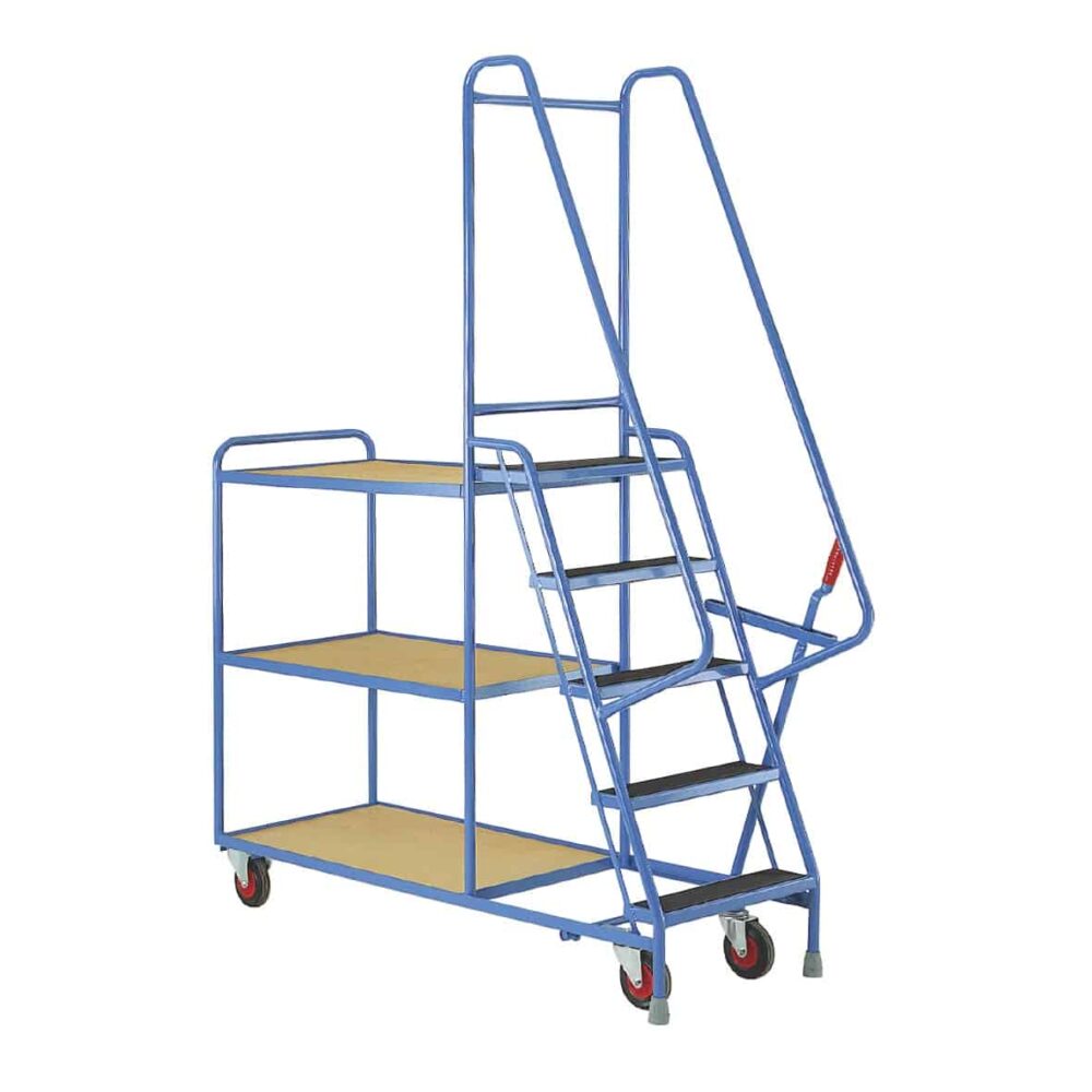 Plywood Shelves 5 Step Tray Trolleys
