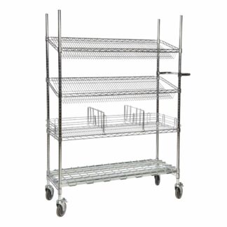 Chrome Wire Cart With Two Sloping Shelves