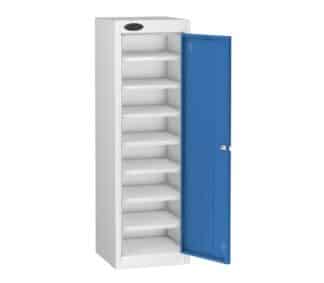 TABBOX Tablet 1 Door Storage Lockers With Blue Colour Door and White Carcass.