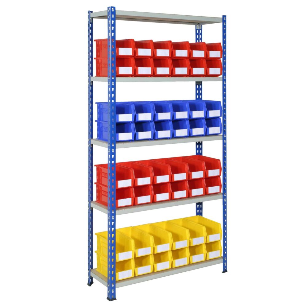 J Rivet Shelving with Plastic Bins