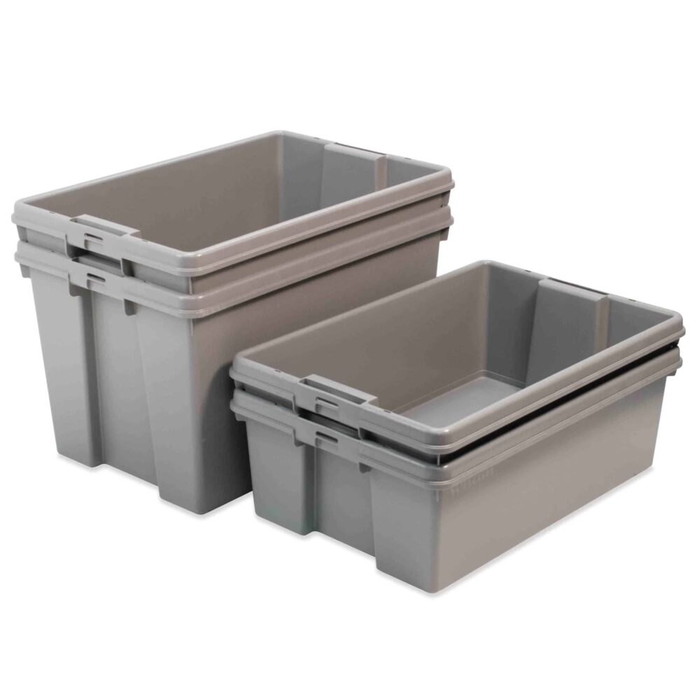 Upcycled Plastic Storage Boxes Stacked & Nested