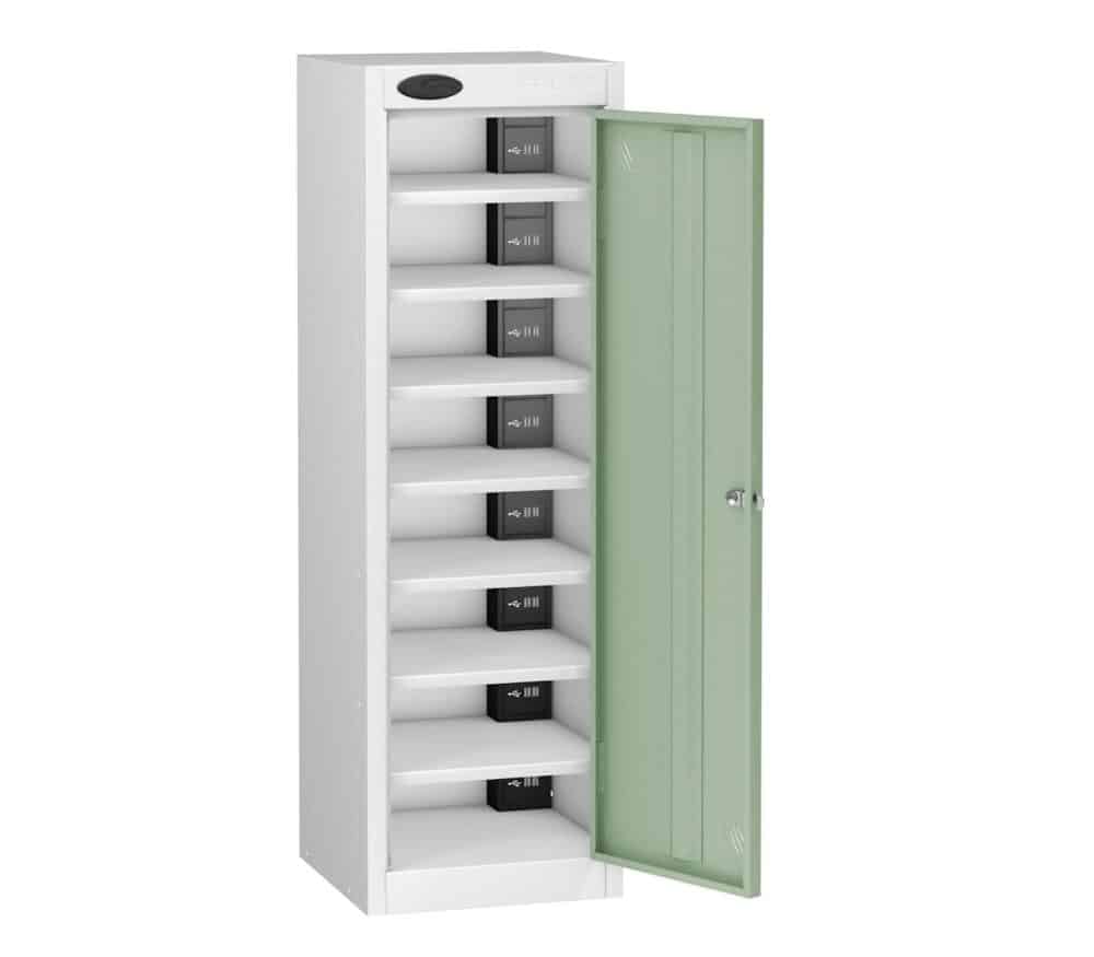 TABBOX Tablet 1 Door Charging Lockers With Jade Colour Door, White Carcass