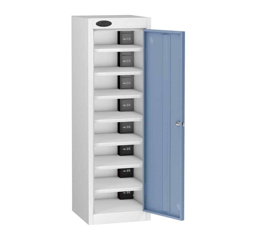 TABBOX Tablet 1 Door Charging Lockers With Ocean Colour Door, White Carcass