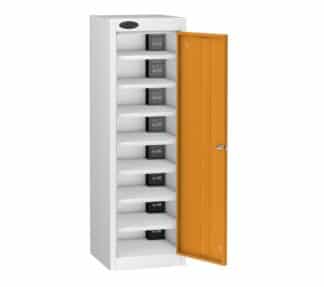 TABBOX Tablet 1 Door Charging Lockers With Orange Colour Door, White Carcass