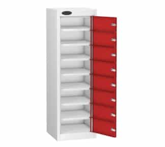TABBOX Tablet 8 Door Storage Lockers with Red Colour Door and White Carcass
