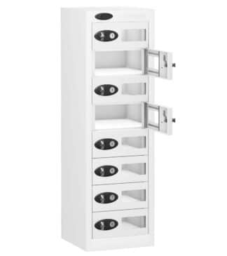 TABBOX Tablet 8 Door Vision Storage Lockers with White Colour Doors and White Carcass