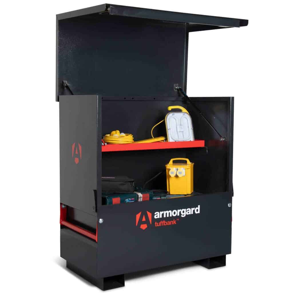 Armorgard Tuffbank TBC4 Site Chest Open with Optional Charging Shelf
